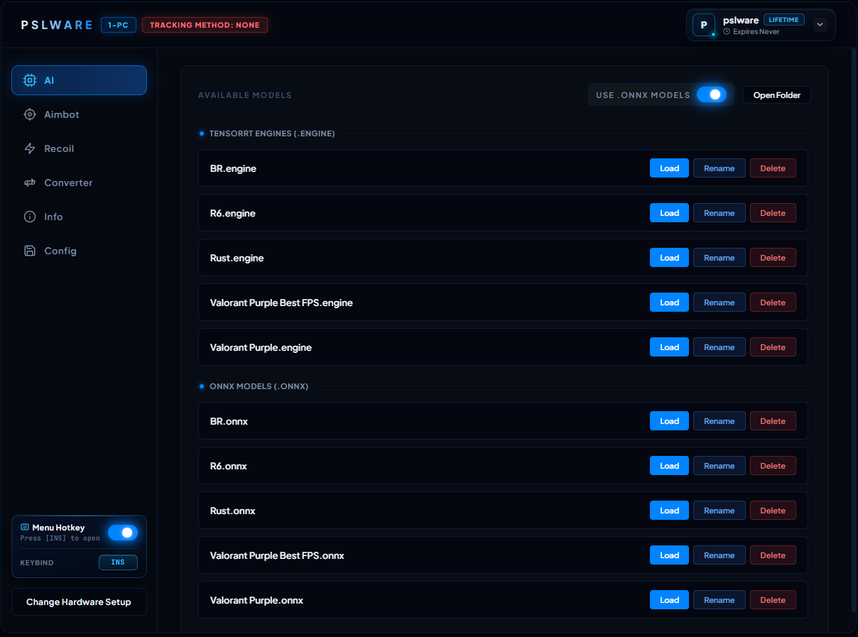 PSLWARE Menu Screen 1