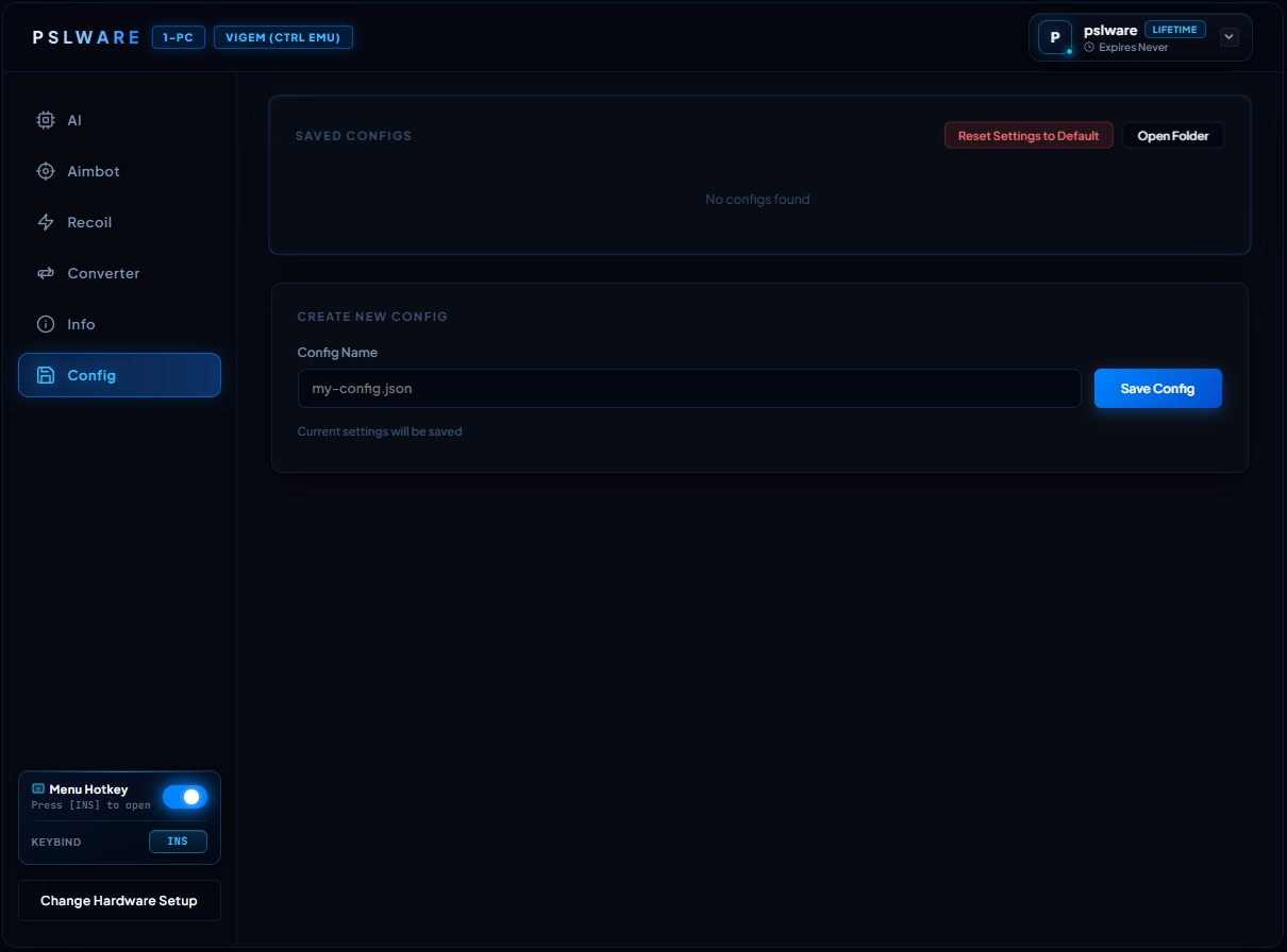 PSLWARE Menu Screen 7